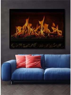 Çerçeve Görünümlü Ateşin Dansı Yağlı Boya Görünümlü Dekoratif Ahşap Ev/işyeri/ofis Kare Tablo