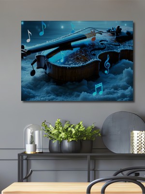 Karda Nota Yağlı Boya Görünümlü Dekoratif Ahşap Ev/işyeri/ofis Kare Tablo