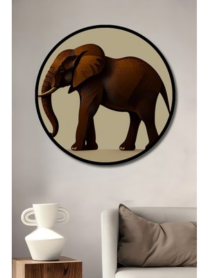 Çerçeve Görünümlü Kahverengi Fil Modern Sanat Dekoratif Ahşap Ev/işyeri/ofis Yuvarlak Tablo