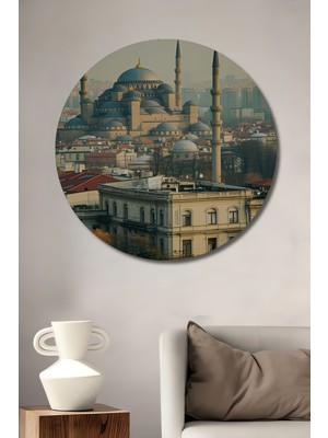 Sultanahmet Camii Yağlı Boya Görünümlü Istanbul Silüeti Dekoratif Ahşap Ev/işyeri/ofis Tablo