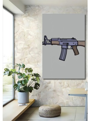 Otomatik Tüfek Çizim Sanatı Dekoratif Ahşap Ev/işyeri/ofis Kare Tablo