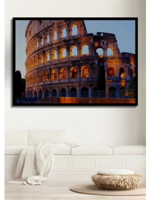 Çerçeve Görünümlü Roma Kolezyumu Yağlı Boya Görünümlü Dekoratif Ahşap Ev/işyeri/ofis Kare Tablo