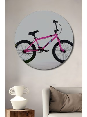 Pembe Bmx Bisiklet Modern Sanat Dekoratif Ahşap Ev/işyeri/ofis Yuvarlak Tablo