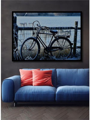 Çerçeve Görünümlü Buzlu Bisiklet Rüyası Dekoratif Ahşap Ev/işyeri/ofis Kare Tablo