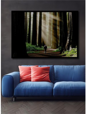 Çerçeve Görünümlü Güneş Işınlı Orman Yolu Dekoratif Ahşap Ev/işyeri/ofis Kare Tablo