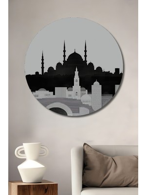 Istanbul Silüeti Modern Sanat Dekoratif Ahşap Ev/işyeri/ofis Yuvarlak Tablo
