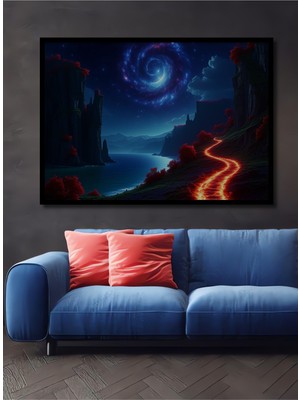 Çerçeve Görünümlü Yıldız Tozu Rüyası Yağlı Boya Görünümlü Dekoratif Ahşap Ev/işyeri/ofis Kare Tablo