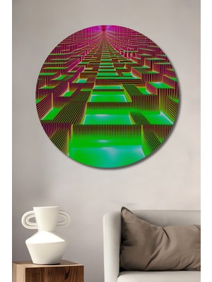 Neon Işıklar Labirenti Soyut Sanat Dekoratif Ahşap Ev/işyeri/ofis Yuvarlak Tablo