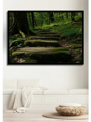 Çerçeve Görünümlü Yeşil Orman Merdivenleri Dekoratif Ahşap Ev/işyeri/ofis Kare Tablo