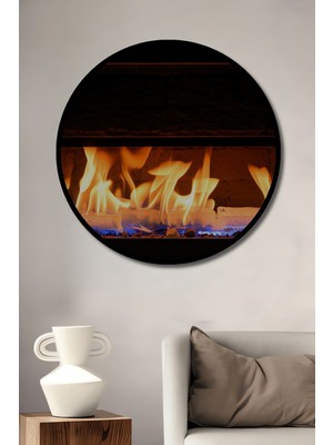 Çerçeve Görünümlü Ateş Dansı Modern Dekoratif Ahşap Dekoratif Ev/işyeri/ofis Yuvarlak Tablo