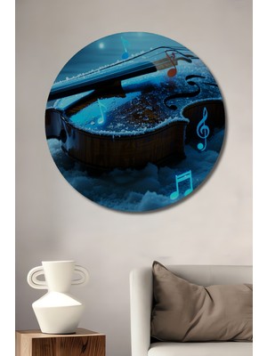 Karda Nota Yağlı Boya Görünümlü Dekoratif Ahşap Ev/işyeri/ofis Yuvarlak Tablo