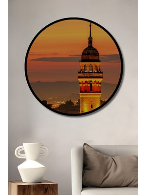 Çerçeve Görünümlü Kız Kulesi Efsanevi Istanbul Manzarası Yağlı Boya Görünümlü Ahşap Ofis Tablo