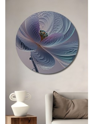 Buz Kristali Çiçek Sulu Boya Görünümlü Dekoratif Ahşap Ev/işyeri/ofis Yuvarlak Tablo