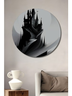 Gotik Şato Kara Kalem Görünümlü Dekoratif Ahşap Ev/işyeri/ofis Yuvarlak Tablo