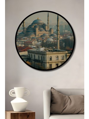 Çerçeve Görünümlü Sultanahmet Camii Yağlı Boya Görünümlü Istanbul Silüeti Ahşap Ofis Tablo