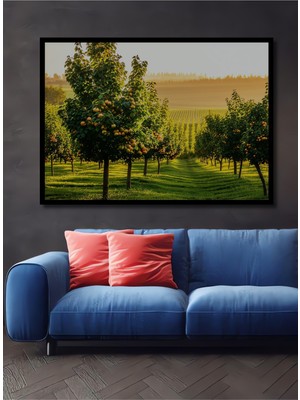 Çerçeve Görünümlü Meyve Bahçesi Pastoral Manzara Dekoratif Ahşap Dekoratif Işyeri/ofis Kare Tablo