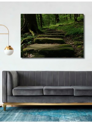 Yeşil Orman Merdivenleri Dekoratif Ahşap Ev/işyeri/ofis Kare Tablo