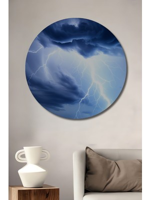 Elektrik Fırtınası Manzaralı Dekoratif Ahşap Dekoratif Ev/işyeri/ofis Yuvarlak Tablo