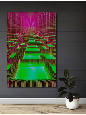 Neon Işıklar Labirenti Soyut Sanat Dekoratif Ahşap Ev/işyeri/ofis Kare Tablo