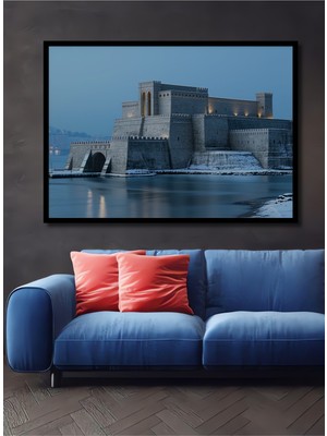 Çerçeve Görünümlü Kış Masalı Kale Dekoratif Ahşap Ev/işyeri/ofis Kare Tablo