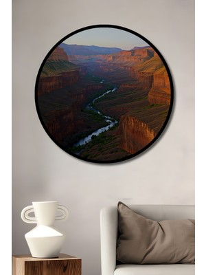 Çerçeve Görünümlü Büyük Kanyonun Muhteşem Manzarası Yağlı Boya Görünümlü Dekoratif Ahşap Ofis Tablo