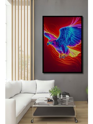 Çerçeve Görünümlü Neon Işıltılı Kartal Modern Sanat Dekoratif Ahşap Ev/işyeri/ofis Kare Tablo