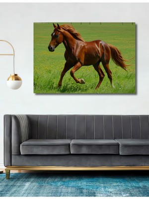 Koşan At Yağlı Boya Görünümlü Dekoratif Ahşap Ev/işyeri/ofis Kare Tablo
