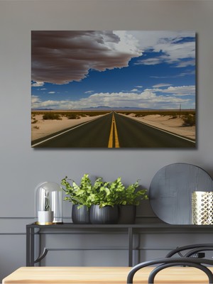 Ufuk Çizgisi Sonsuzluk Yolu Manzarası Dekoratif Ahşap Ev/işyeri/ofis Kare Tablo