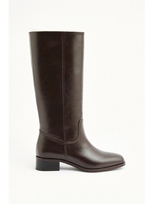 Çizme 2510 - Binici Düz Acı Kahve Kadın Çizme