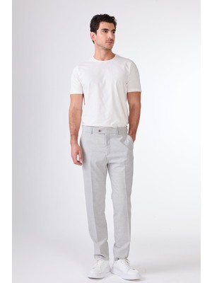 Açık Gri Erkek Regular Fit Düz Pantolon