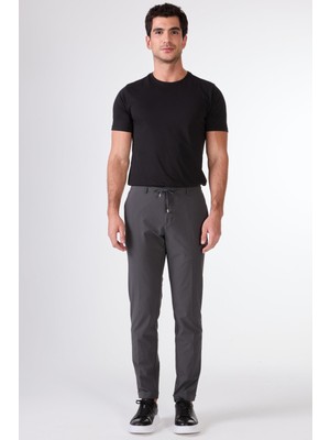 Antrasit Bağcıklı Slim Fit Jogger Erkek Pantolon