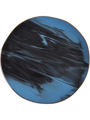 Mavi Mermer Desen Servis Tekli Tabak 27CM