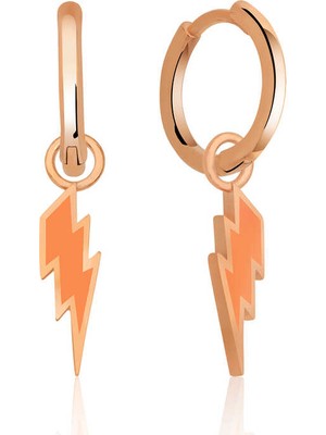 Gümüş Fosforlu Turuncu Şimşek Küpe