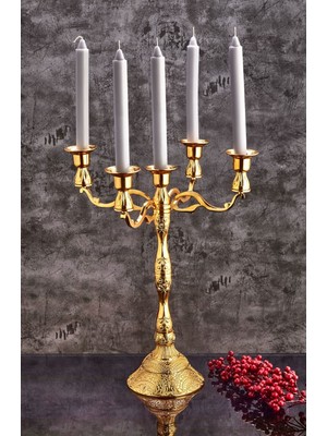 5 Li Döküm Zamak Dekoratif Şamdan Mumluk Büyük Boy Dekorasyon Obje Mumluk