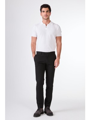 Siyah Erkek Slim Fit Düz Pantolon