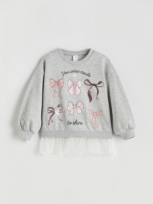 Lcw Kids Gri Bisiklet Yaka Kız Çocuk Sweatshirt