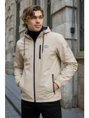Comstar Erkek Taş Rüzgarlık & Yağmurluk Bol Cepli Kapüşonlu Hafif Tasarım Spor Tarz