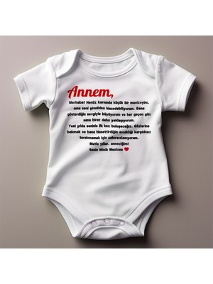 Aras Doğruer Ticaret %100 Pamuklu Annem Temalı Kişiselleştirilebilir Baskılı Zıbın