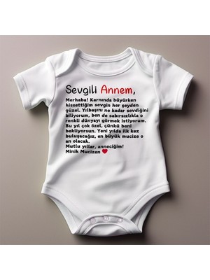 Aras Doğruer Ticaret %100 Pamuklu Sevgili Annem Temalı Kişiselleştirilebilir Baskılı Zıbın