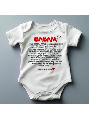 Aras Doğruer Ticaret %100 Pamuklu Babam Temalı Kişiselleştirilebilir Baskılı Zıbın