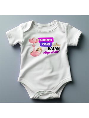 %100 Pamuklu Halam Olaya El Attı Temalı Kişiselleştirilebilir Baskılı Zıbın