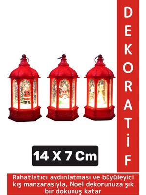 Dekoratif Hediyelik Masaüstü Ev Ofis Christmas Çok Şık Yılbaşı Noel Tema Işıklı Kar Küresi 14 x 7 cm