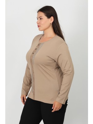 Lanze Penye Bluz Taşlı ve Deri Detaylı 1501