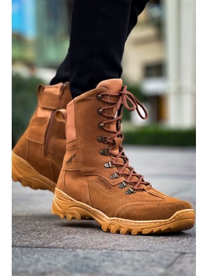 Zerenyus Süet Taba Erkek Askeri Postal Bot Bağcıklı Su Geçirmez Özellikli Rahat Kalıp
