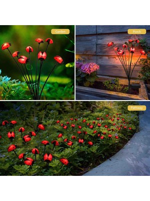 Solar Güneş Enerjili Uğur Böceği Bahçe Lambası Dekoratif Açık Hava Aydınlatma, Köşk, Villa, Yazlık ve Köy Evi Için Doğal Ambiyans Işığı