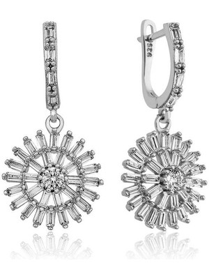 Gümüş Baget Taşlı Küpe