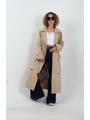 Bej Kuşaklı Trençkot