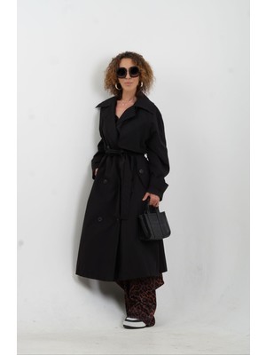 Siyah Kuşaklı Trençkot