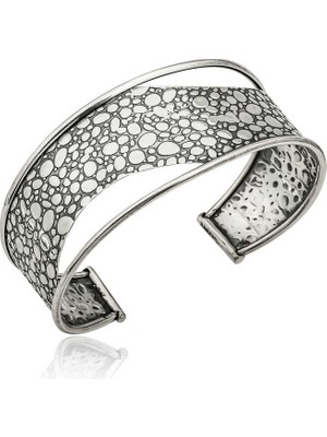 925 Ayar Gümüş Eskitme Desenli Bilezik