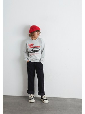 Mavi Araba Baskılı Gri Sweatshirt 6S10126-90782